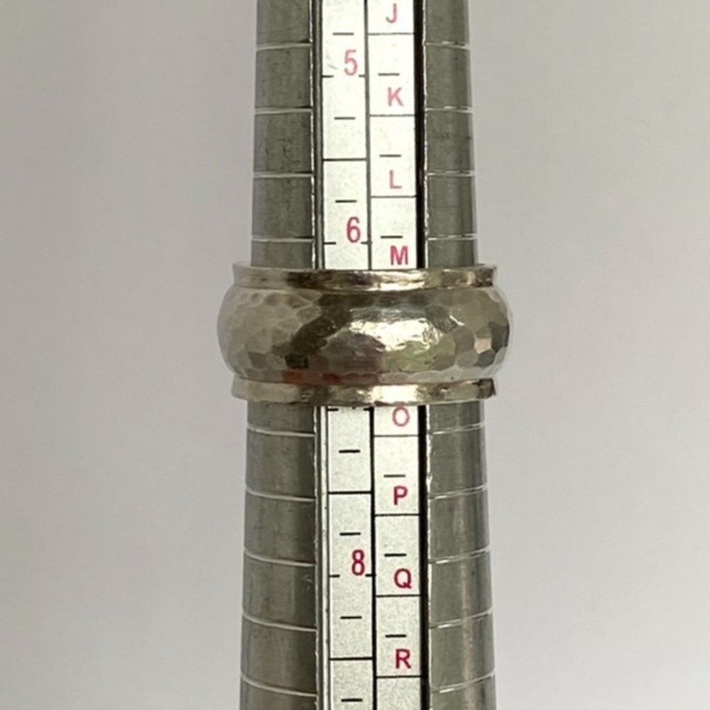 Sterling Silver 925 Cats Eye Quartz Hammered 9MM Wide Cigar Band Ring Sz 6.5 - Picture 9 of 16